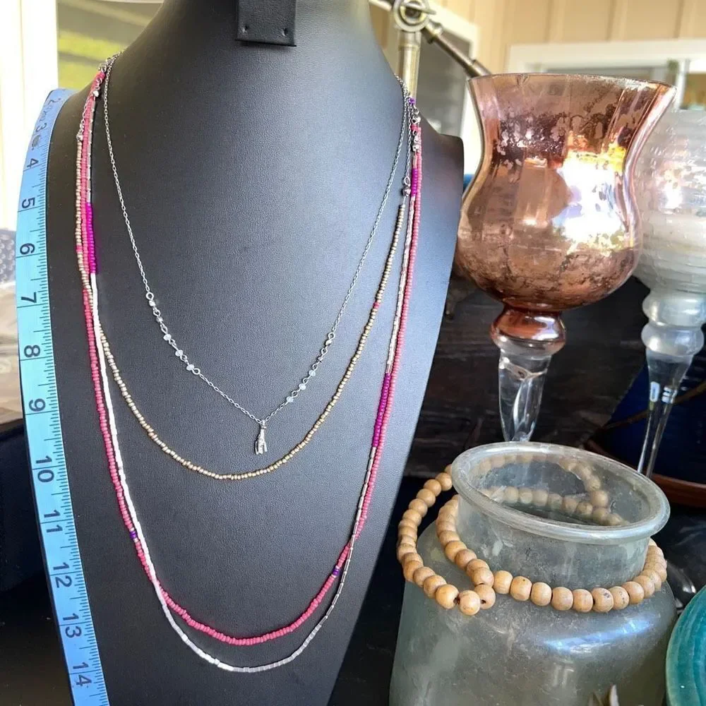 Loft Necklace Layered Red White Sliver Crystal $18ea or Bundle3/$30